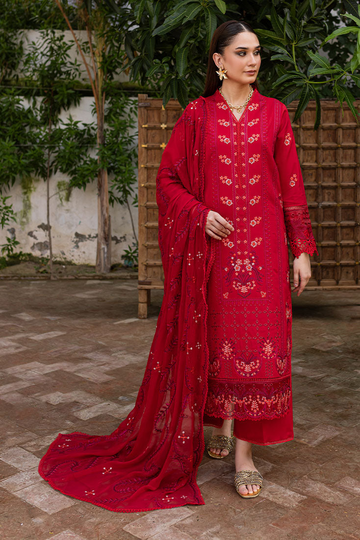 Marjjan | Aangan Embroidered Viscose | PEV-24 B (RED) by Marjjan - Designer Dress - Type: Ladies Clothes - Available at Sana Yasir - 100% Original