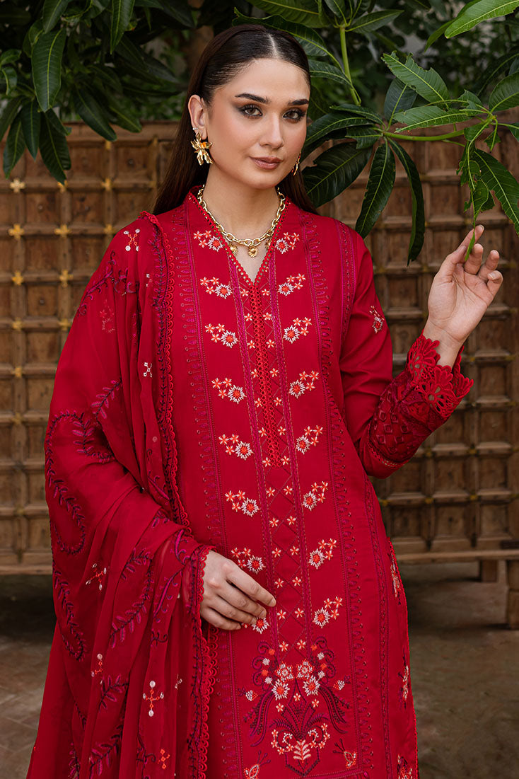 Marjjan | Aangan Embroidered Viscose | PEV-24 B (RED) by Marjjan - Designer Dress - Type: Ladies Clothes - Available at Sana Yasir - 100% Original