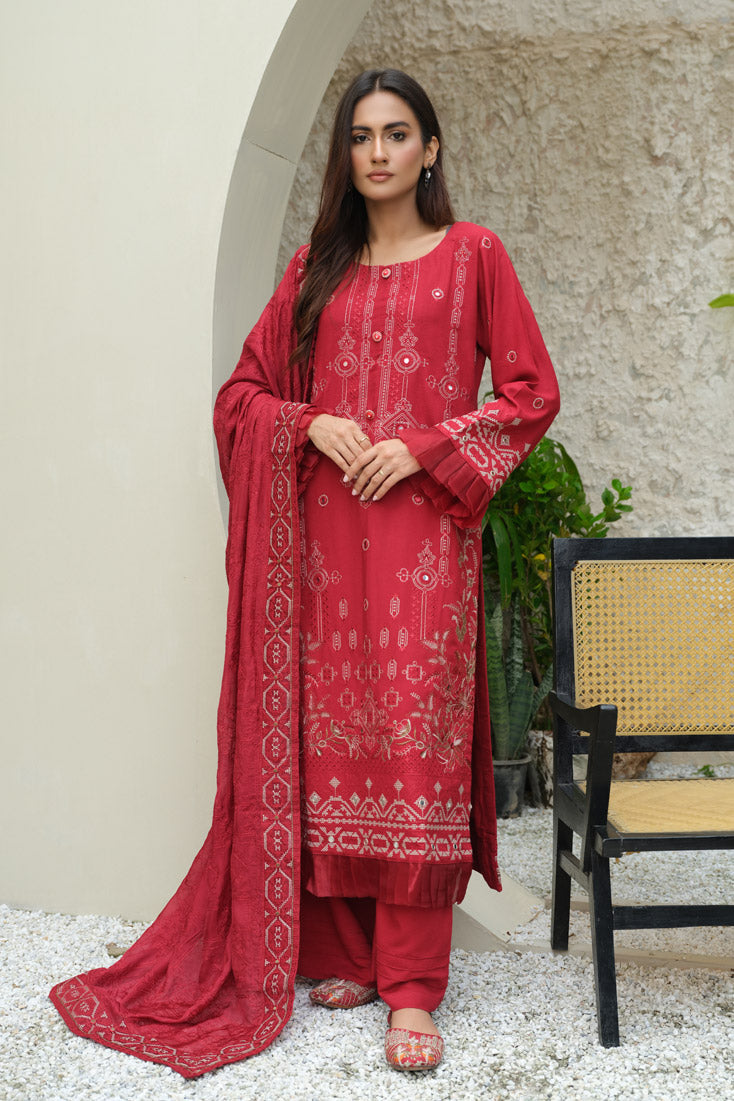 Marjjan | Aangan Embroidered Viscose | SKC-100 (RED) by Marjjan - Designer Dress - Type: Ladies Clothes - Available at Sana Yasir - 100% Original