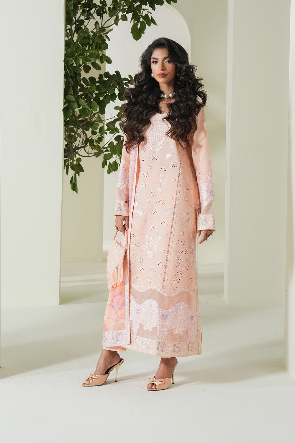 Maryum N Maria | Soiree Lawn | Peachy Delight by Maryam N Maria - Designer Dress - Type: Ladies Clothes - Available at Sana Yasir - 100% Original