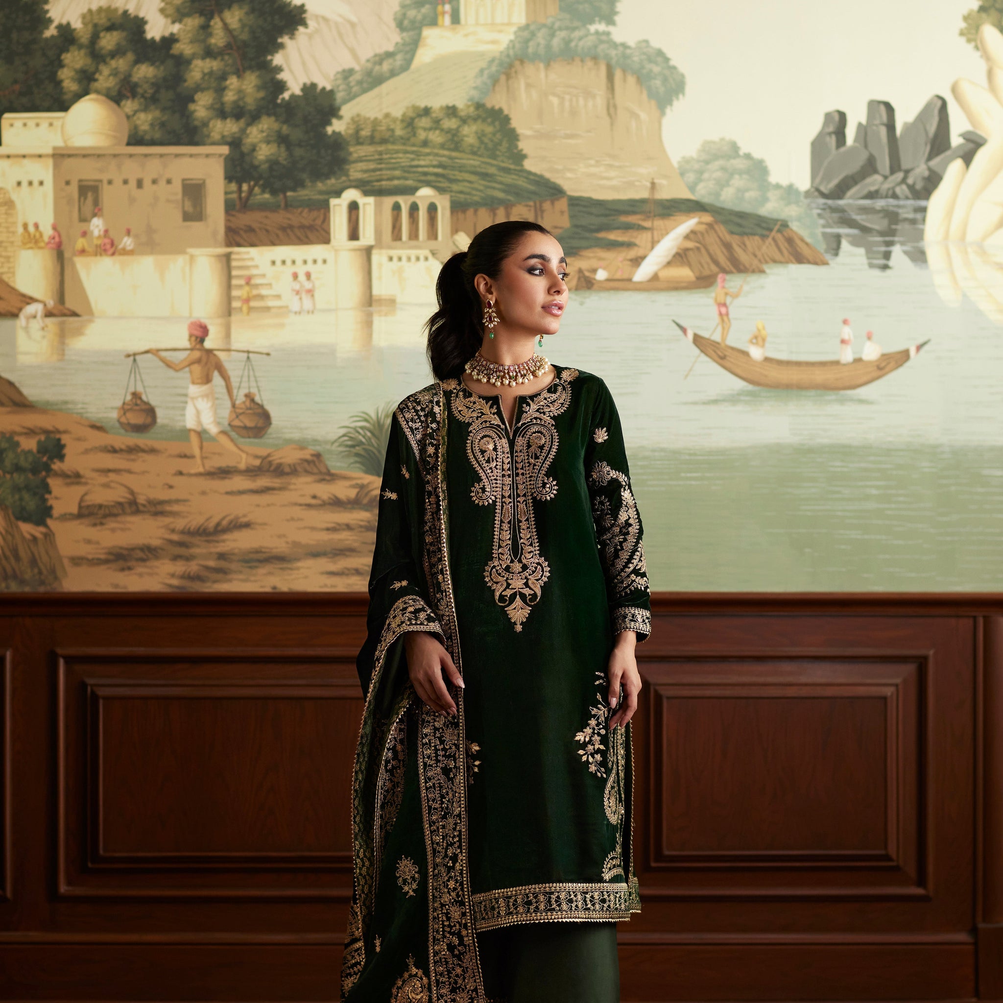 Mina Hassan | Velvet Luxe | Zehra by Mina Hassan - Designer Dress - Type: Ladies Clothes - Available at Sana Yasir - 100% Original