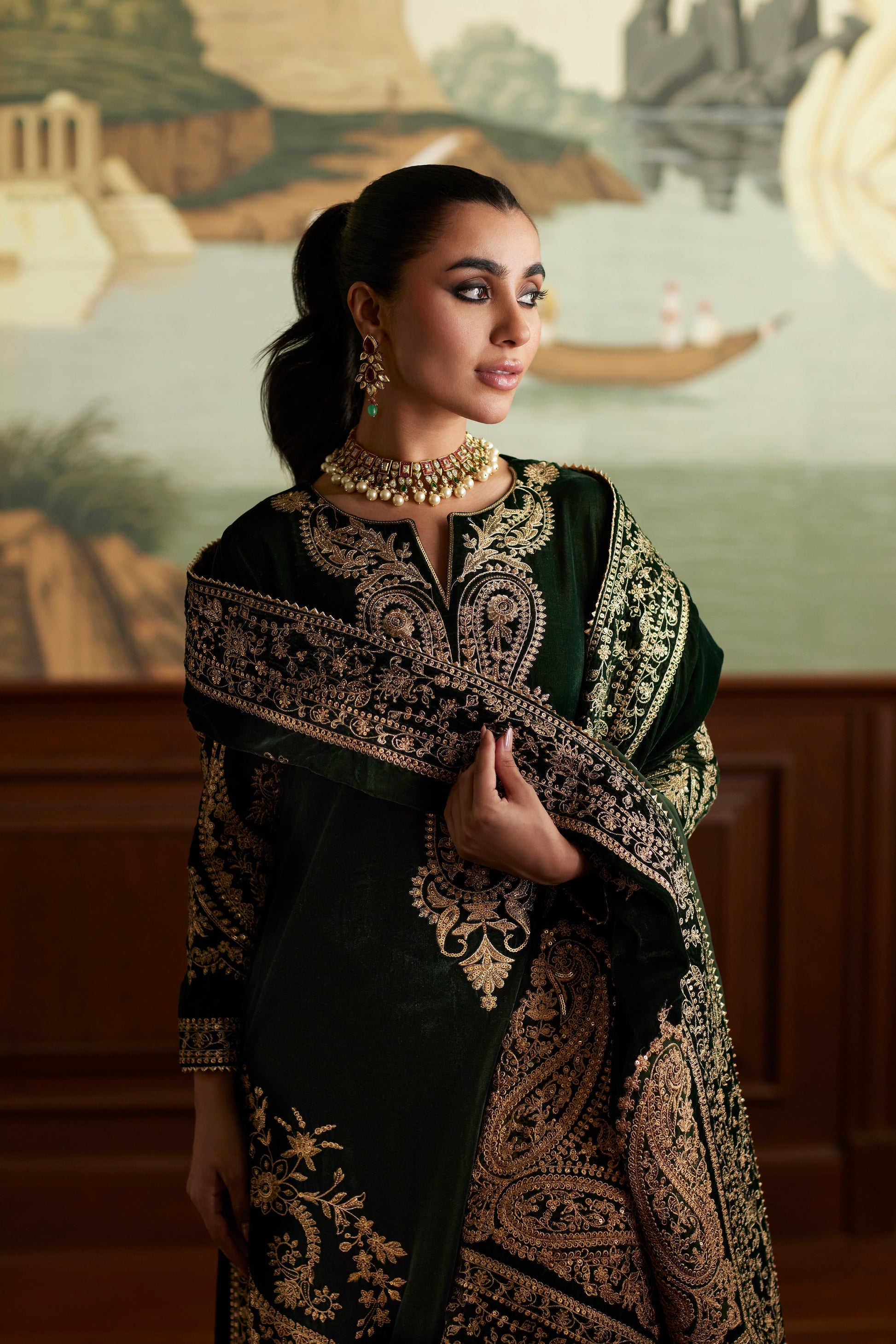 Mina Hassan | Velvet Luxe | Zehra by Mina Hassan - Designer Dress - Type: Ladies Clothes - Available at Sana Yasir - 100% Original