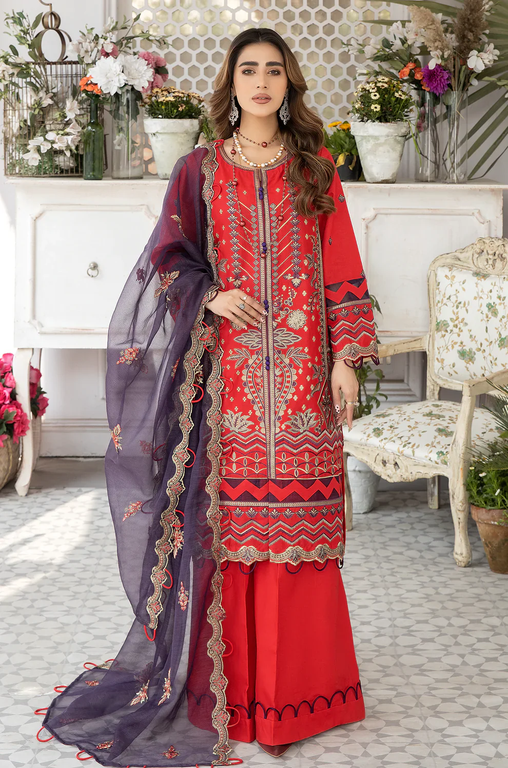 Mohagni | Muntazir Luxury Lawn 24 | AM-10 by Mohagni - Designer Dress - Type: Luxury - Available at Sana Yasir - 100% Original