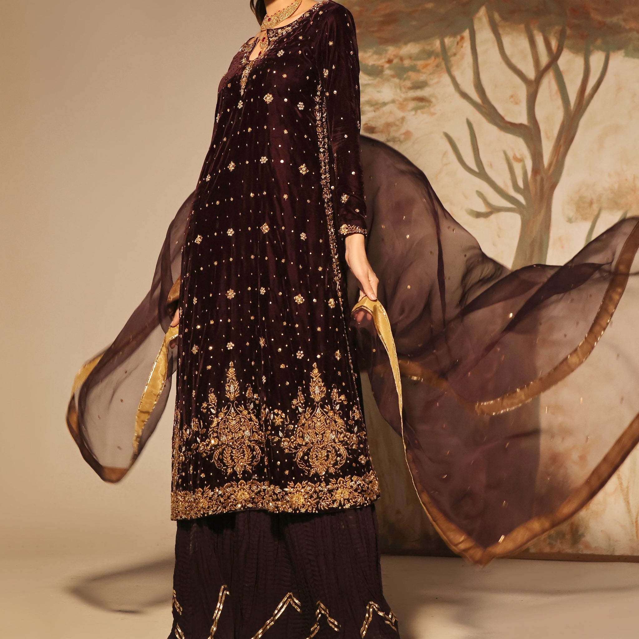 Mona Imran | Riona Velvet Affair | MUSHK by Mona Imran - Designer Dress - Type: Ladies Clothes - Available at Sana Yasir - 100% Original
