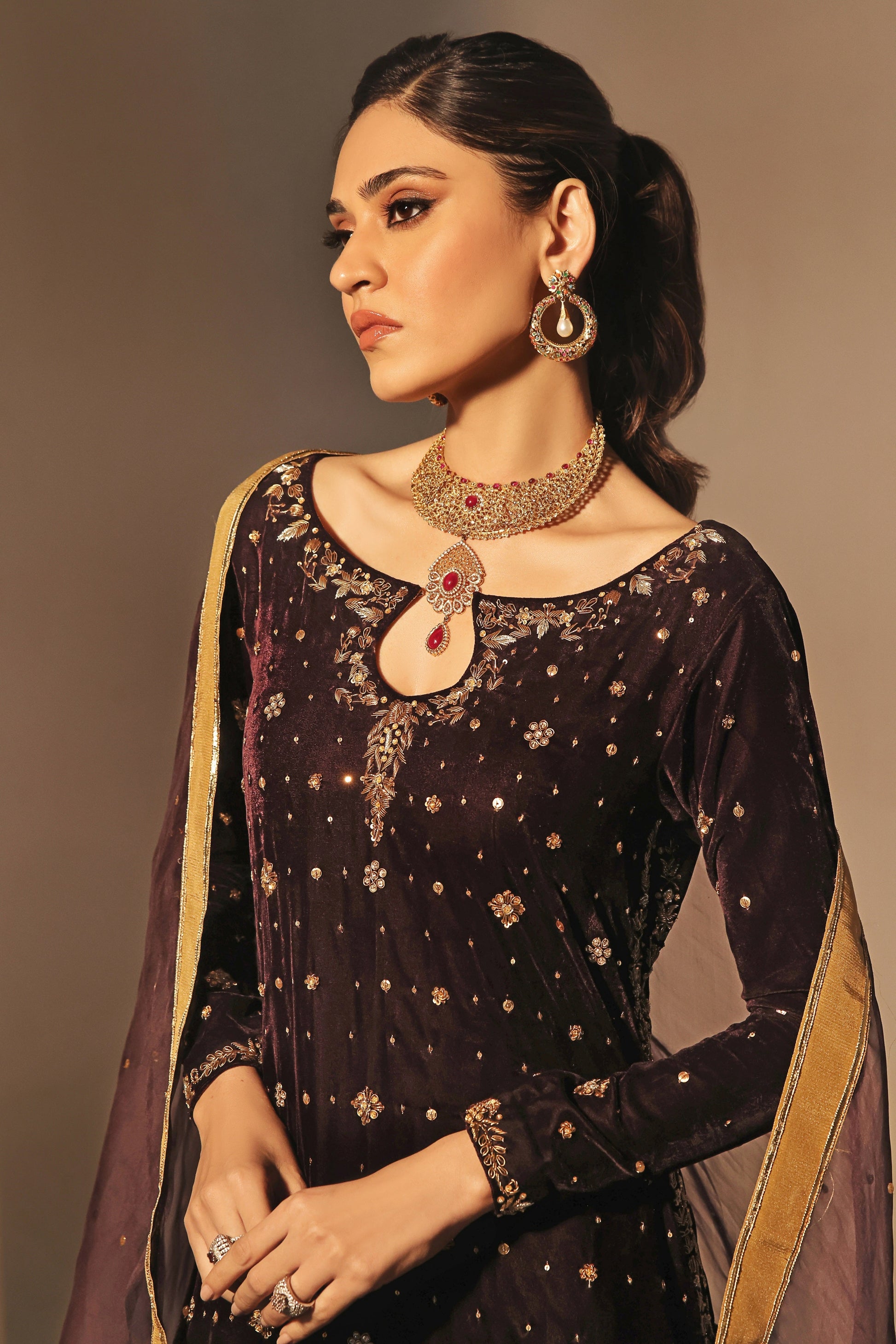 Mona Imran | Riona Velvet Affair | MUSHK by Mona Imran - Designer Dress - Type: Ladies Clothes - Available at Sana Yasir - 100% Original
