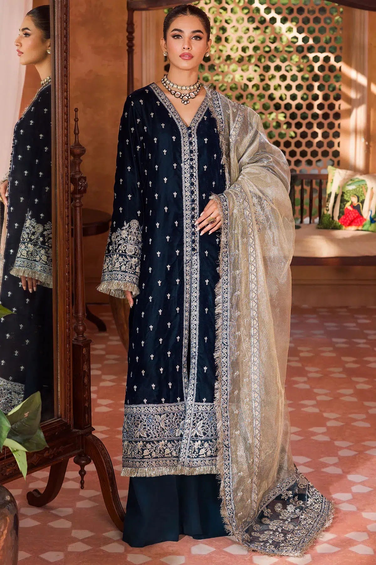 Motifz | Grand Velour Velvet Collection | 4406 by Motifz - Designer Dress - Type: Formal - Available at Sana Yasir - 100% Original