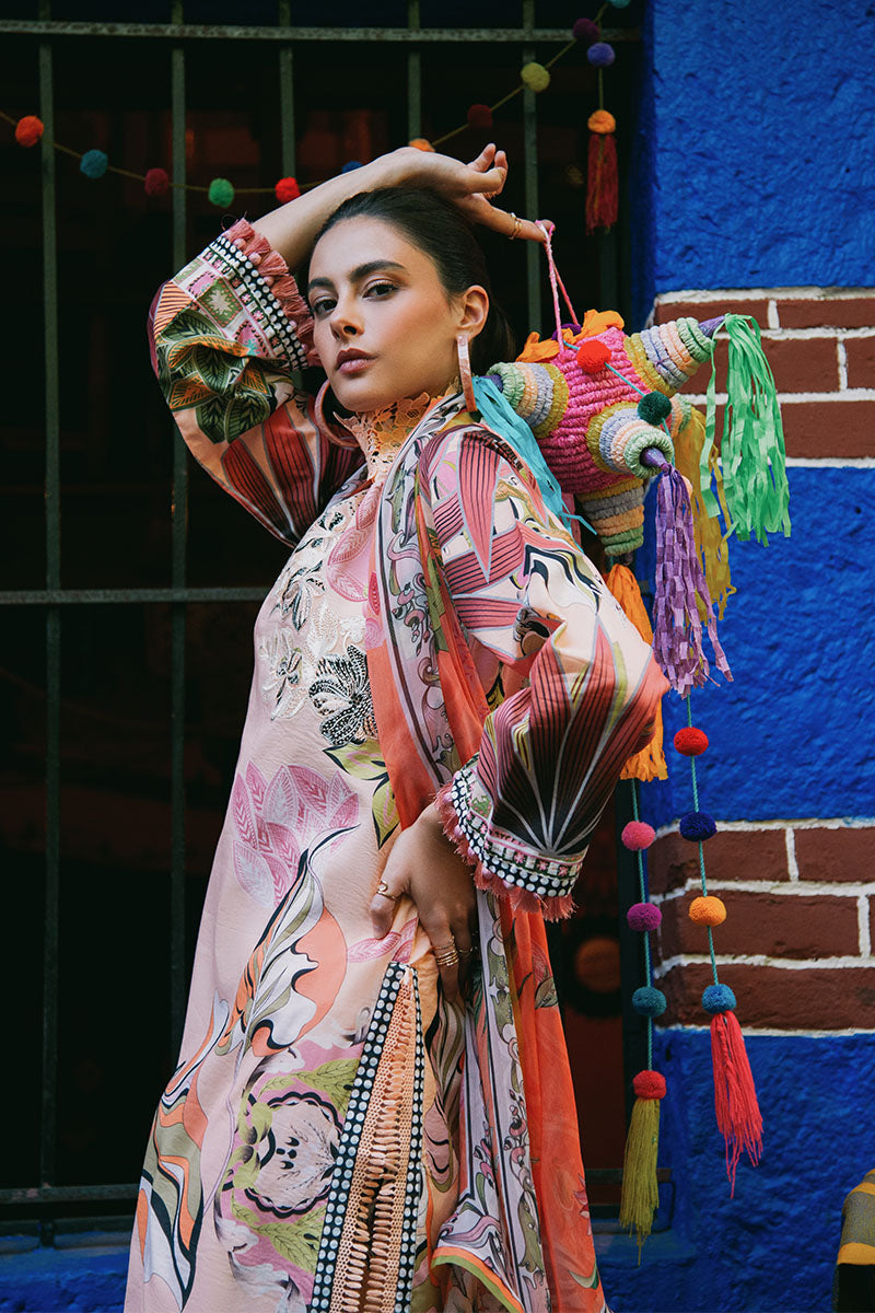 Mushq | La Dolce Hemline Prints 25 | Peach Poppies by Mushq - Designer Dress - Type: Ladies Clothes - Available at Sana Yasir - 100% Original