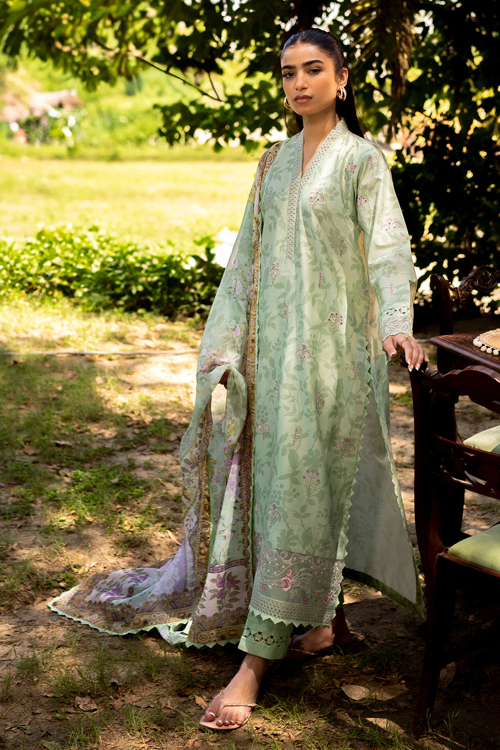 Neeshay | Summer Lines Printkari | SAGE BRUSH by Neeshay - Designer Dress - Type: Luxury - Available at Sana Yasir - 100% Original