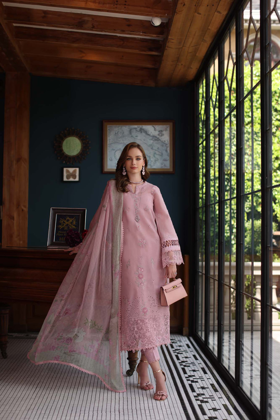 Noor by Saadia Asad | Eid Luxury Schiffli Laserkari 25 | D3- Blush Pink by Noor by Saadia Asad - Designer Dress - Type: Ladies Clothes - Available at Sana Yasir - 100% Original