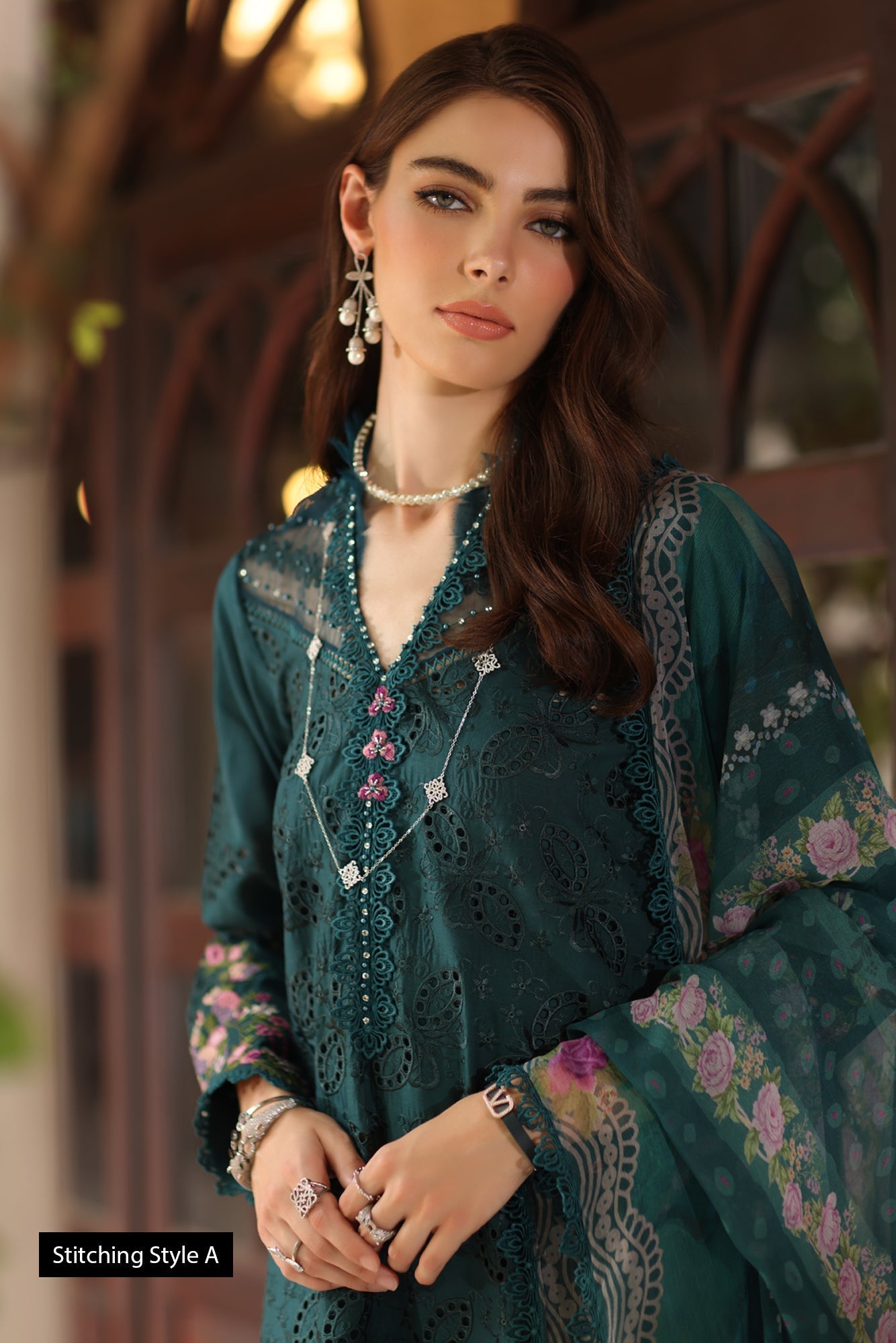Noor by Saadia Asad | Eid Luxury Schiffli Laserkari 25 | D5- Teal by Noor by Saadia Asad - Designer Dress - Type: Ladies Clothes - Available at Sana Yasir - 100% Original