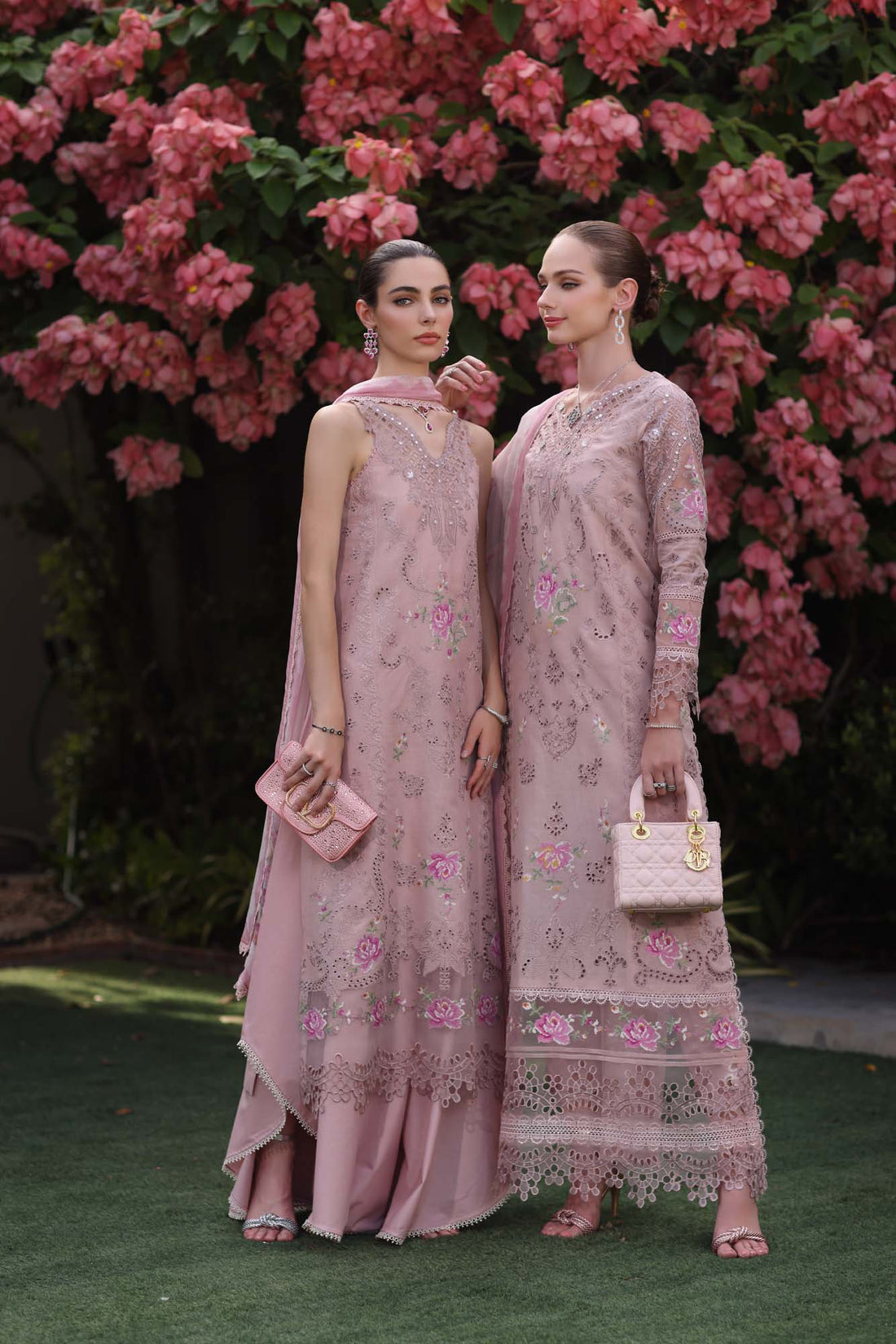 Noor by Saadia Asad | Eid Luxury Schiffli Laserkari 25 | D8- Pink by Noor by Saadia Asad - Designer Dress - Type: Ladies Clothes - Available at Sana Yasir - 100% Original
