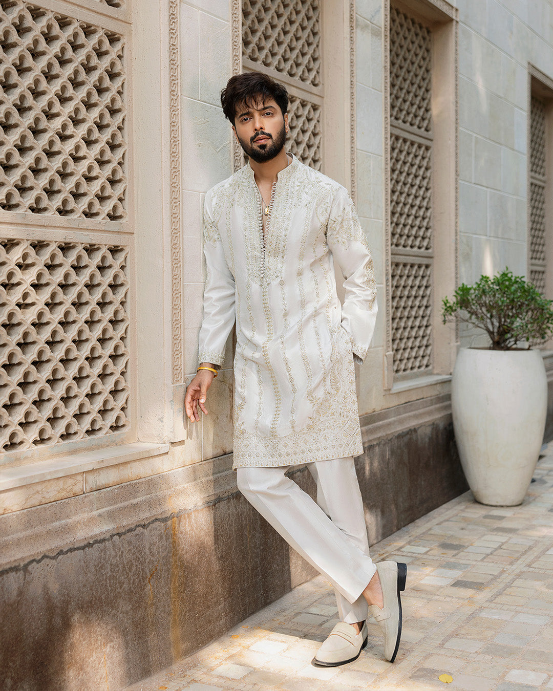 Pakistani Menswear | Faiza Saqlain | Bishr by Faiza Saqlain - Designer Dress - Type: MensWear - Available at Sana Yasir - 100% Original