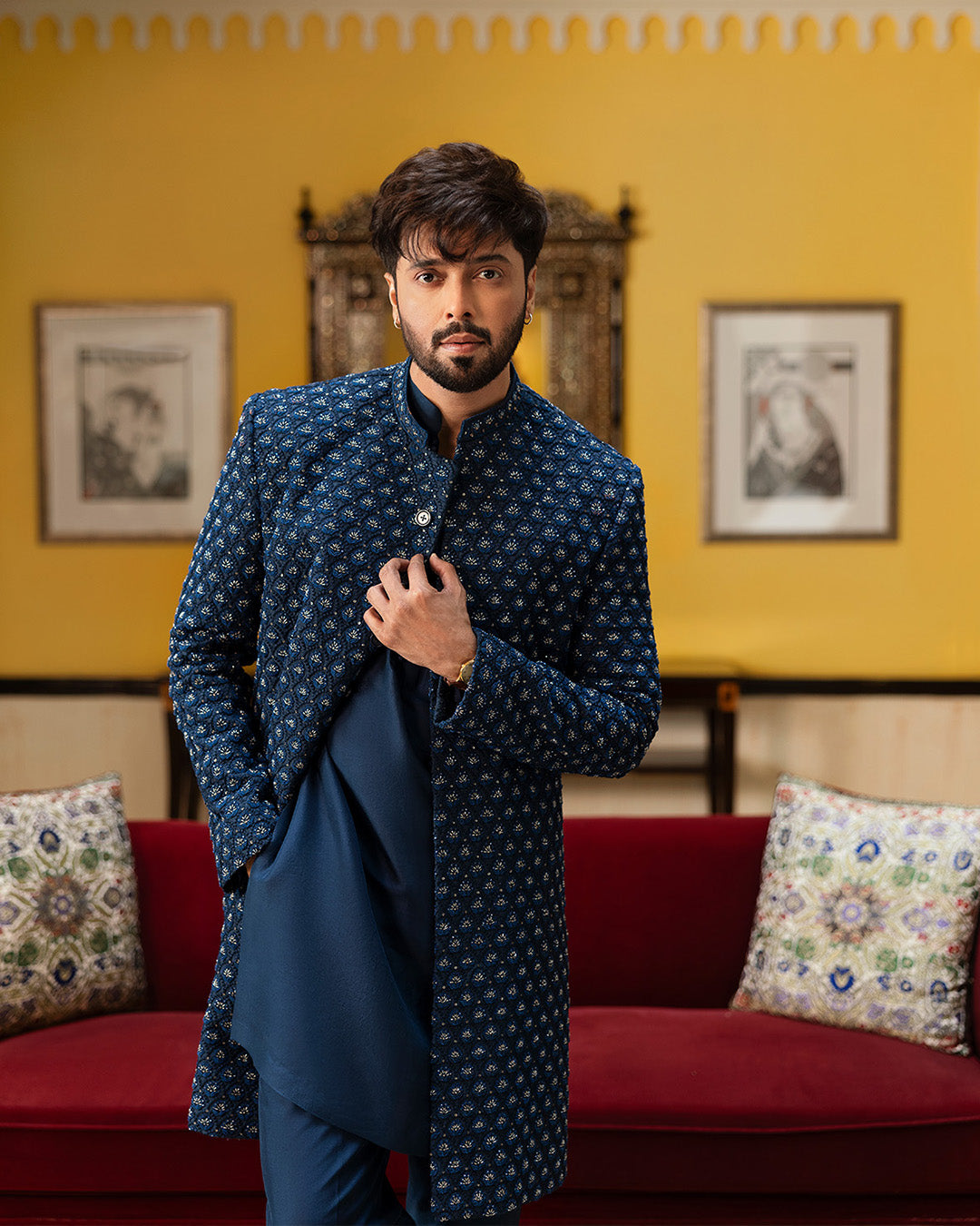 Pakistani Menswear | Faiza Saqlain | Safiy by Faiza Saqlain - Designer Dress - Type: MensWear - Available at Sana Yasir - 100% Original