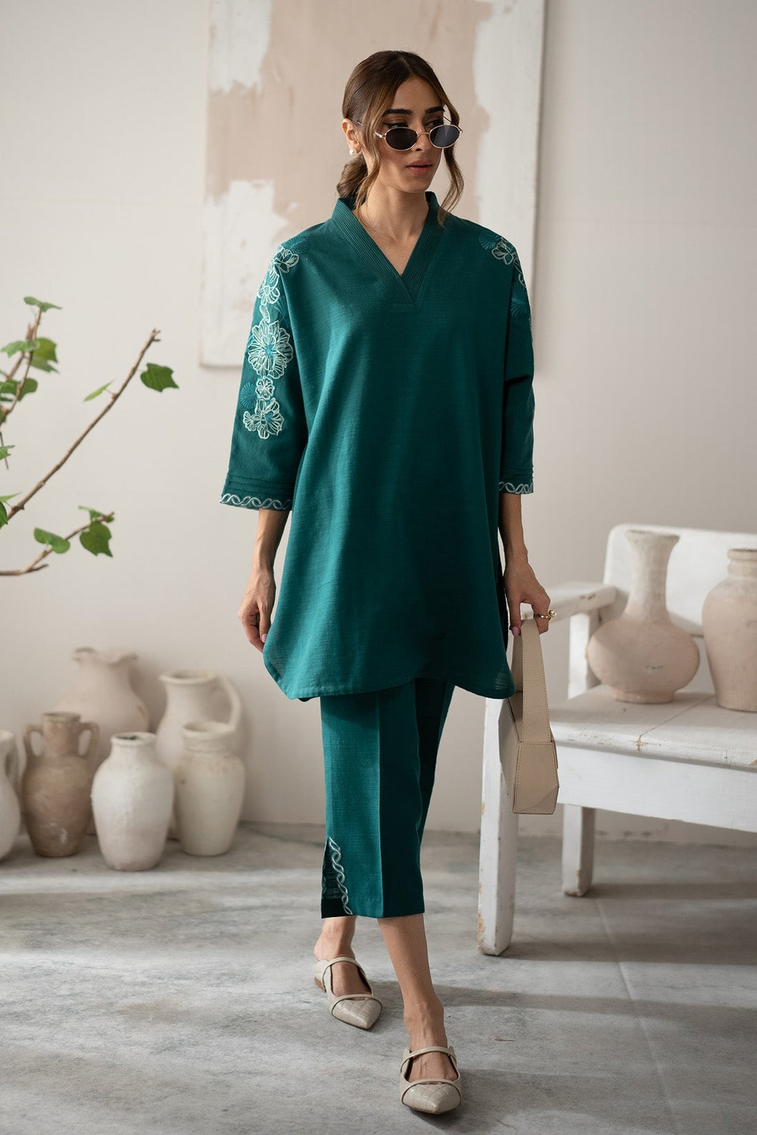 Sahar | Ready to Wear | Teal Ivy by Sahar - Designer Dress - Type: Ladies Clothes - Available at Sana Yasir - 100% Original