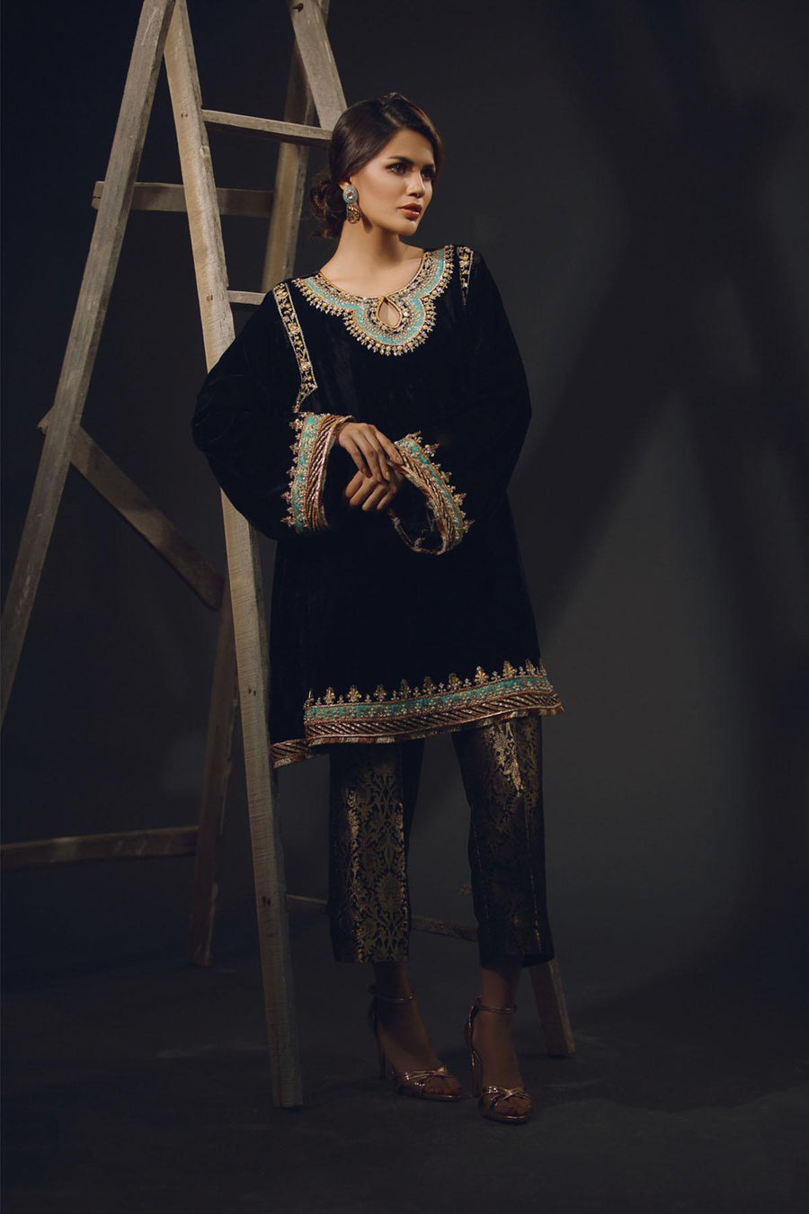 Sana Abbas | Wedding Formals | Noir Gold by Sana Abbas - Designer Dress - Type: Ladies Clothes - Available at Sana Yasir - 100% Original