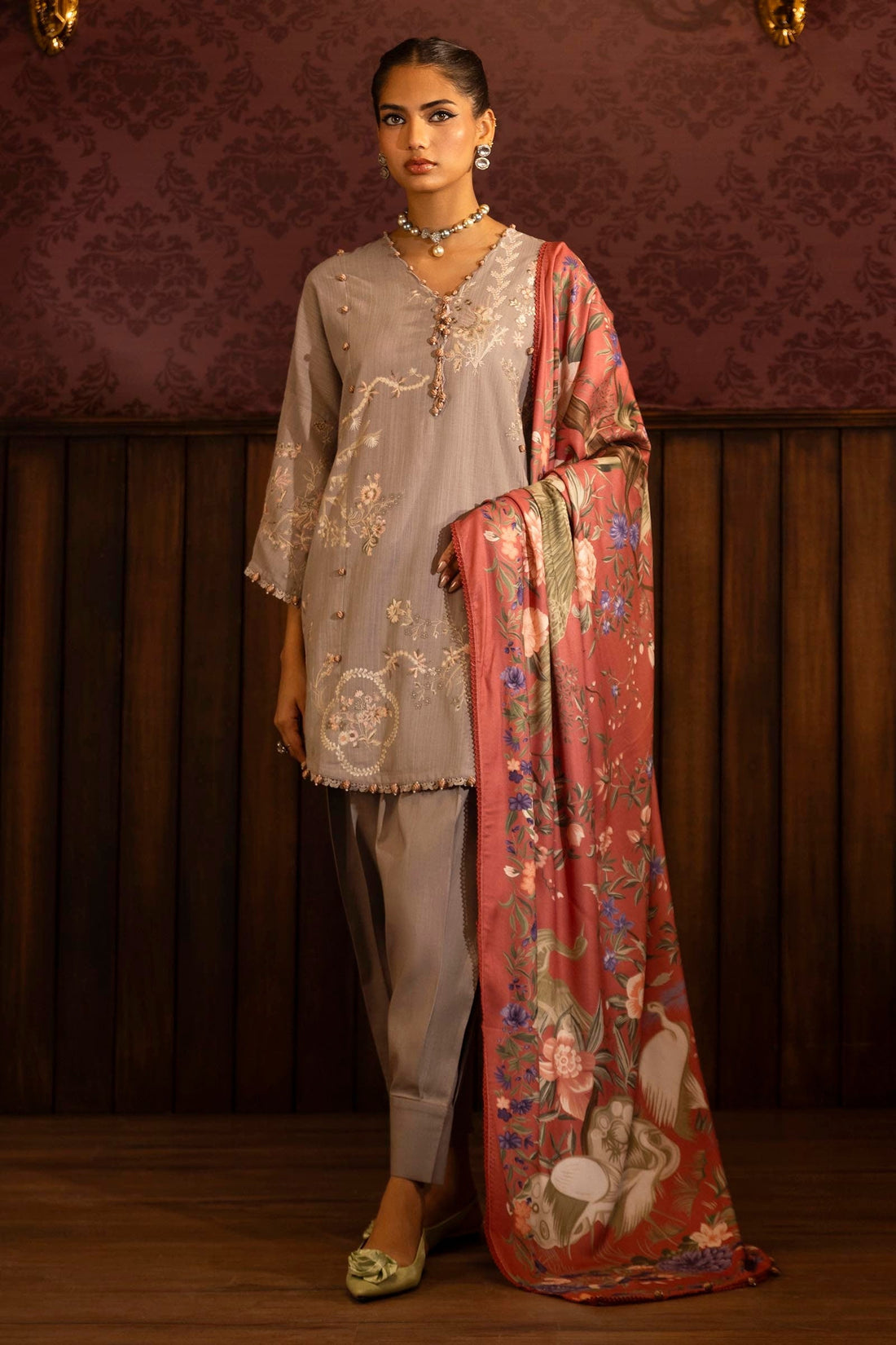 Sana Safinaz | Muzlin Winter 2024 | M243-006B-3AP by Sana Safinaz - Designer Dress - Type: Ladies Clothes - Available at Sana Yasir - 100% Original