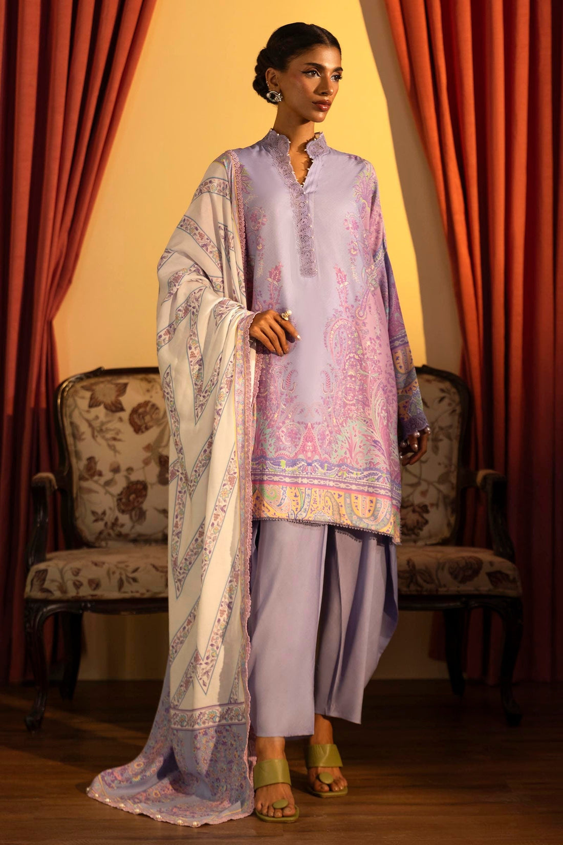 Sana Safinaz | Muzlin Winter 2024 | M243-016B-3DB by Sana Safinaz - Designer Dress - Type: Ladies Clothes - Available at Sana Yasir - 100% Original