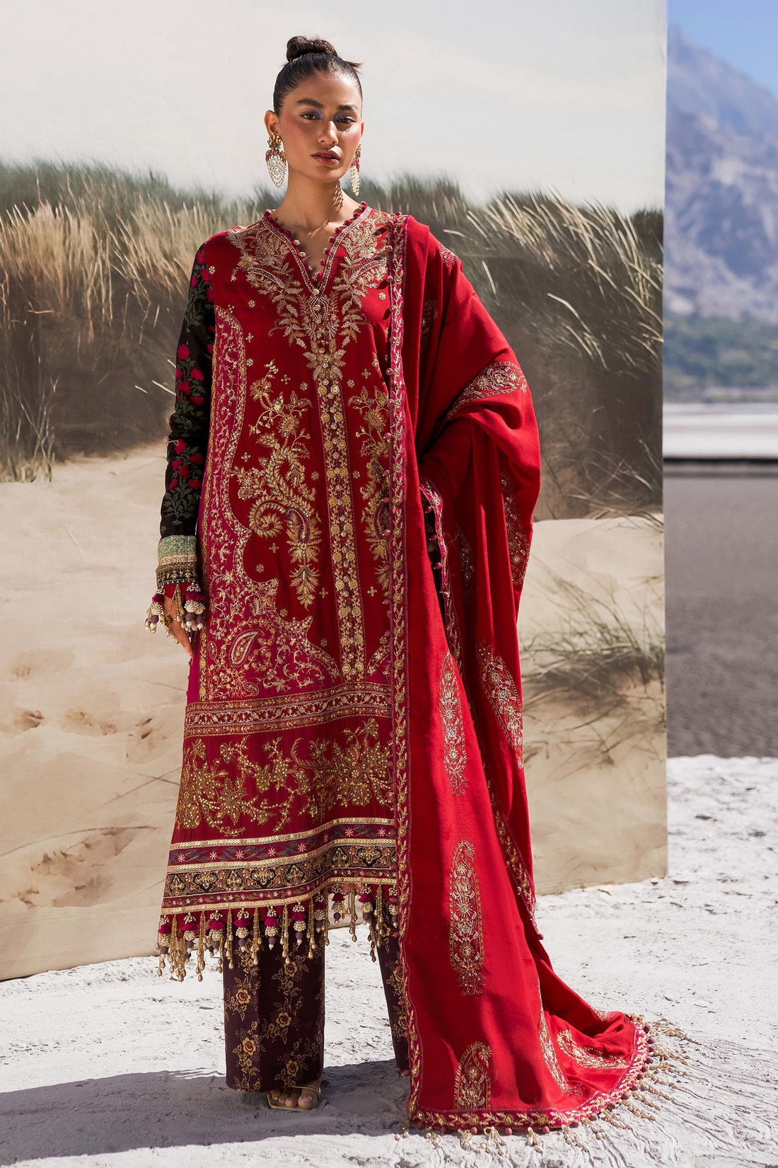 Sana Safinaz | Winter Shawl 24 | S241-002A-3CP by Sana Safinaz - Designer Dress - Type: Ladies Clothes - Available at Sana Yasir - 100% Original
