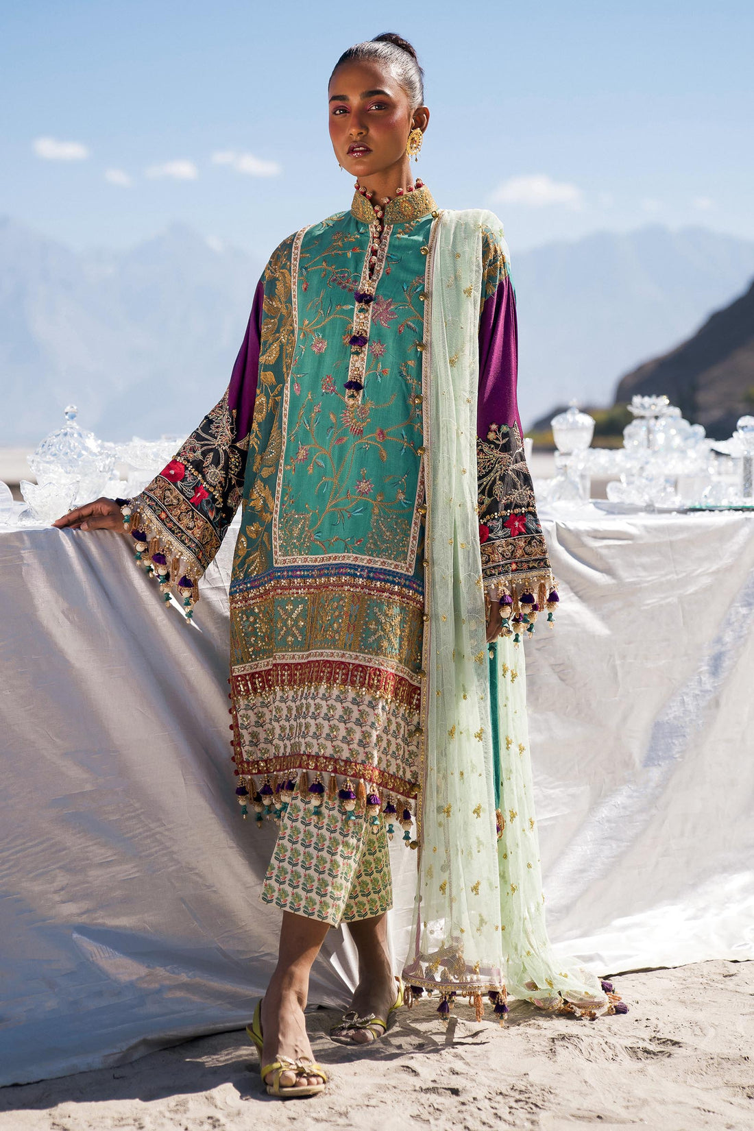 Sana Safinaz | Winter Shawl 24 | S241-004A-3CP by Sana Safinaz - Designer Dress - Type: Ladies Clothes - Available at Sana Yasir - 100% Original
