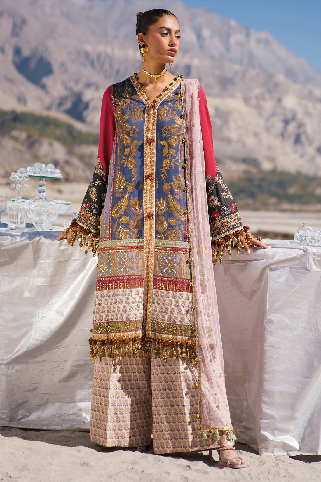 Sana Safinaz | Winter Shawl 24 | S241-004B-3CP by Sana Safinaz - Designer Dress - Type: Ladies Clothes - Available at Sana Yasir - 100% Original