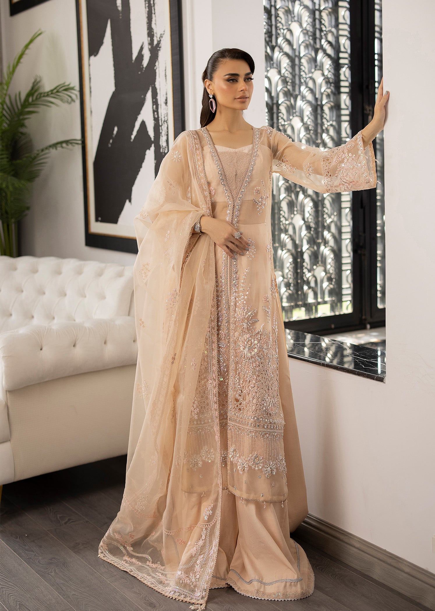 Sardinia | La More 24 | Peach Blossom by Sardinia - Designer Dress - Type: Ladies Clothes - Available at Sana Yasir - 100% Original