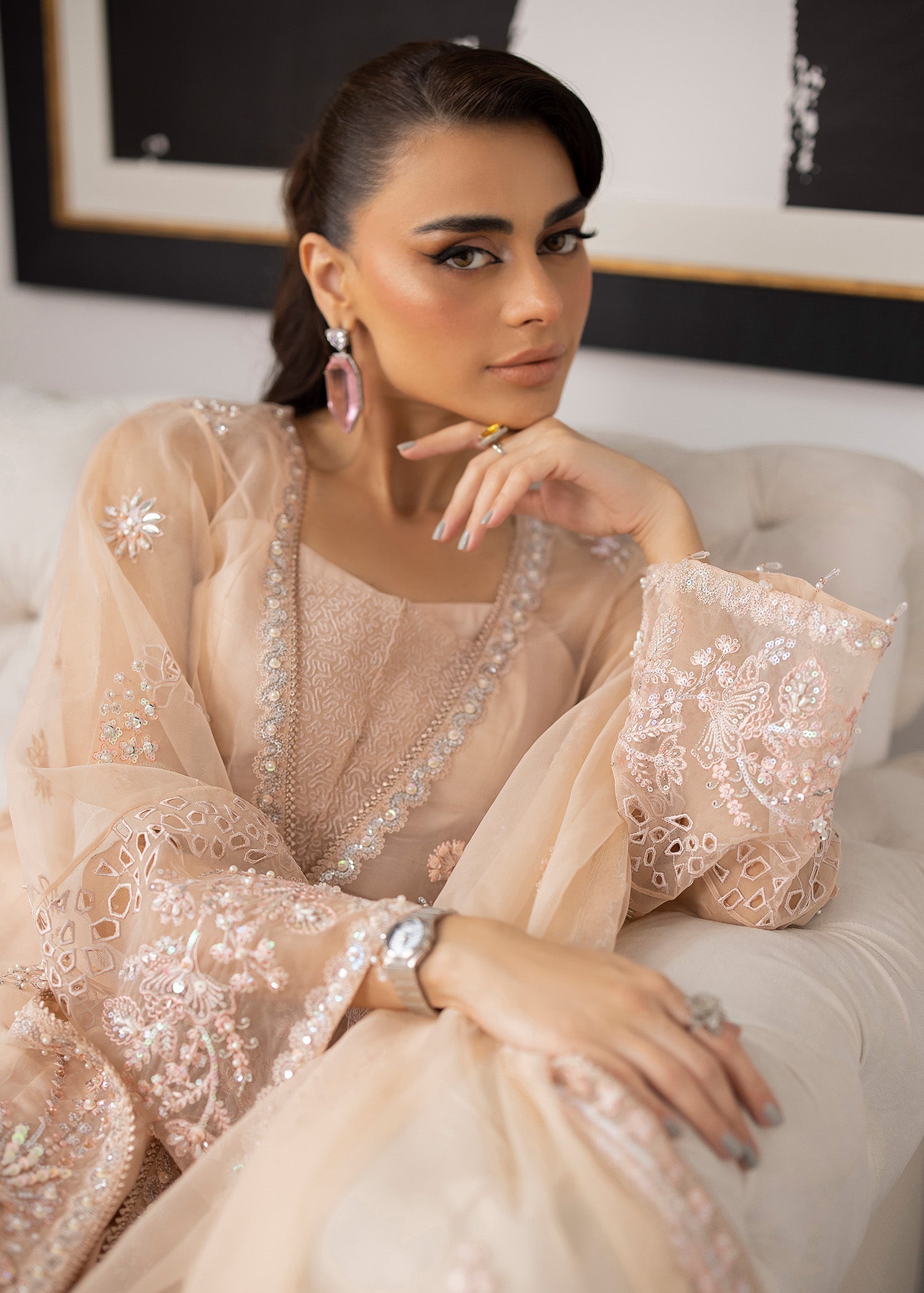 Sardinia | La More 24 | Peach Blossom by Sardinia - Designer Dress - Type: Ladies Clothes - Available at Sana Yasir - 100% Original