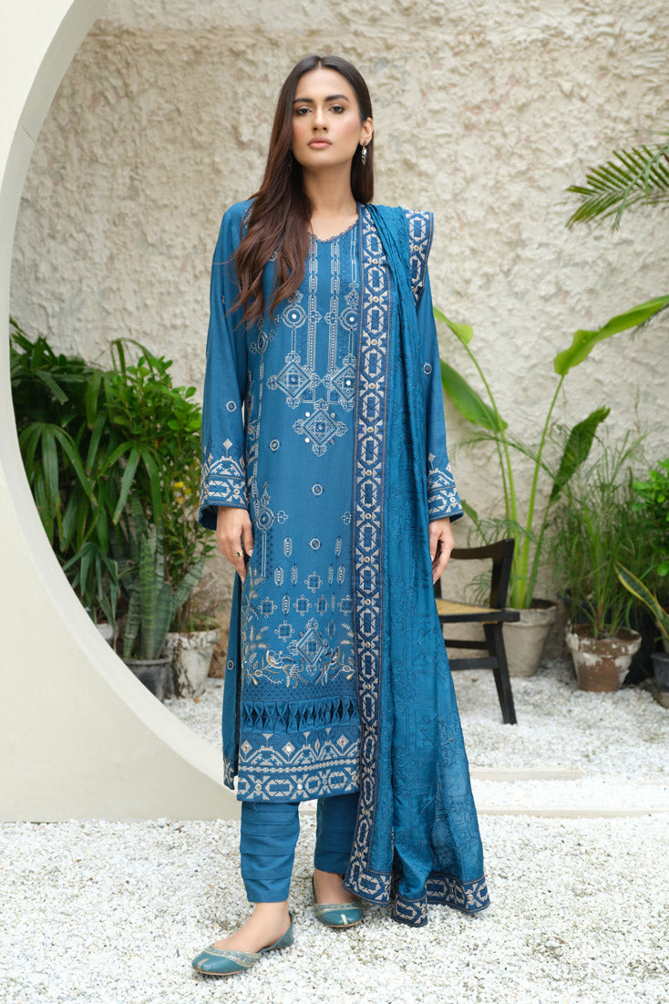 Marjjan | Aangan Embroidered Viscose | SKC-100 (TEAL BLUE) by Marjjan - Designer Dress - Type: Ladies Clothes - Available at Sana Yasir - 100% Original