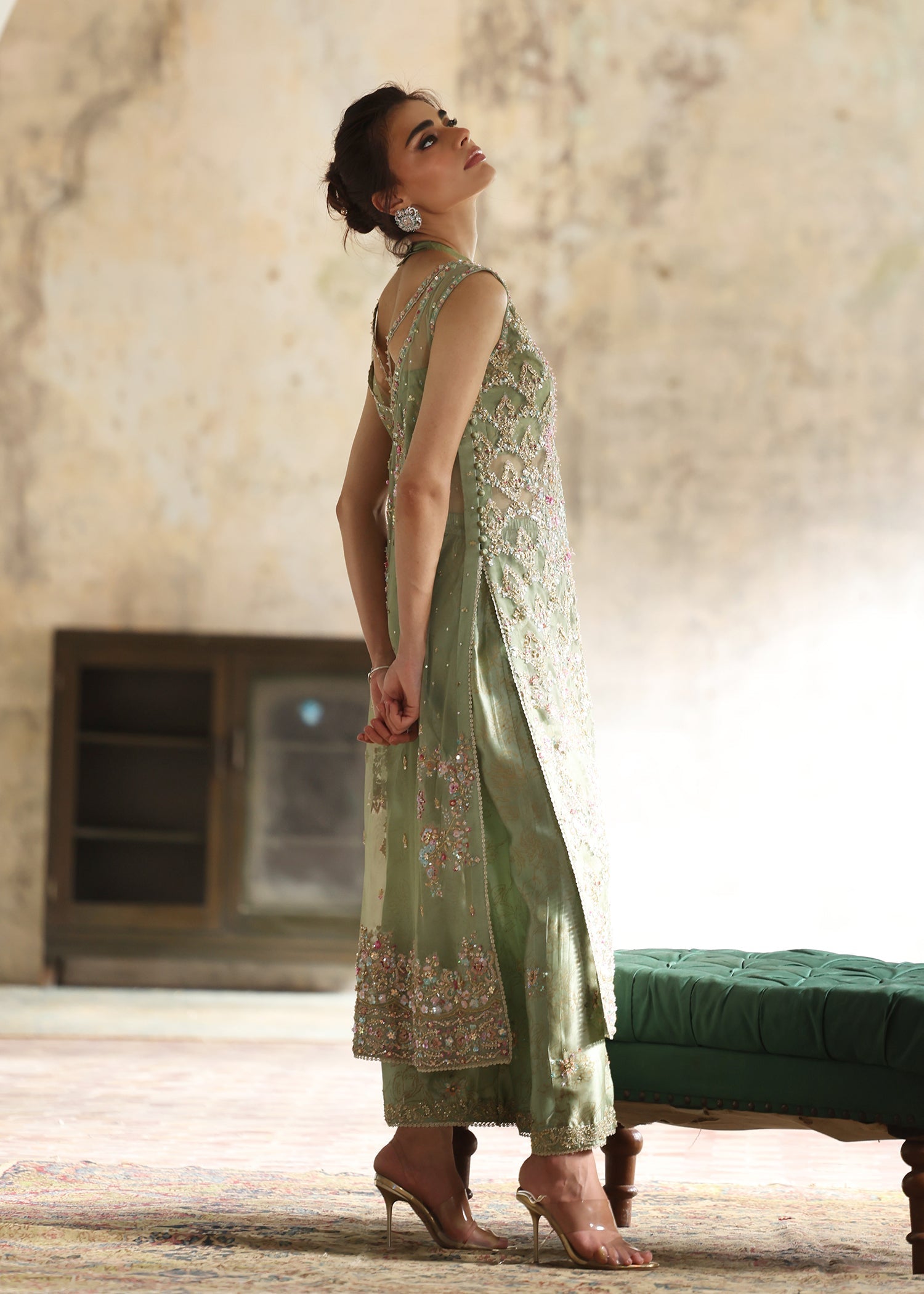 Umsha | Mehfil-e-Rang | Soft Sage by Umsha - Designer Dress - Type: Ladies Clothes - Available at Sana Yasir - 100% Original