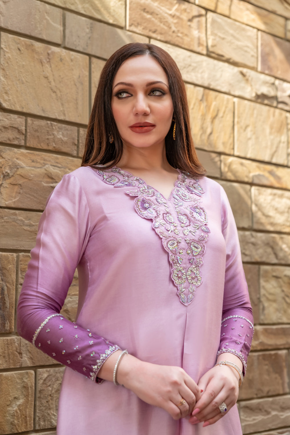 Wahaj M Khan | The Print Story | Purple Shaded Sheesha Outfit by Wahaj M Khan - Designer Dress - Type: Ladies Clothes - Available at Sana Yasir - 100% Original