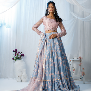 Wahaj M Khan | Zohra Drop 2 Formals | Pink Floral Printed LC by Wahaj M.Khan - Designer Dress - Type: Ladies Clothes - Available at Sana Yasir - 100% Original