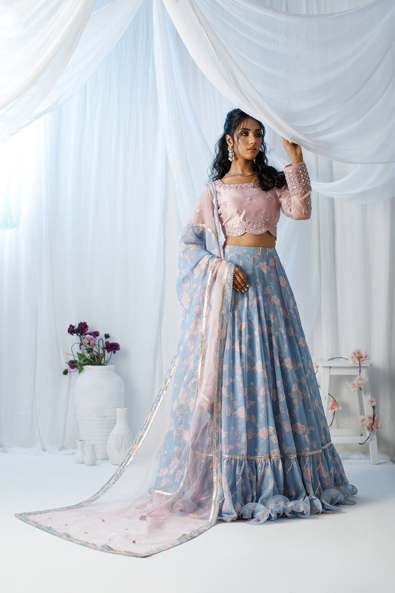 Wahaj M Khan | Zohra Drop 2 Formals | Pink Floral Printed LC by Wahaj M.Khan - Designer Dress - Type: Ladies Clothes - Available at Sana Yasir - 100% Original