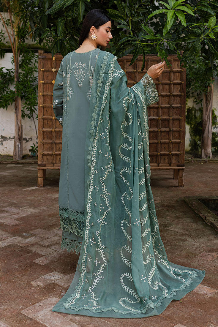 Marjjan | Aangan Embroidered Viscose | PEV-24 A (OLIVE GREEN) by Marjjan - Designer Dress - Type: Ladies Clothes - Available at Sana Yasir - 100% Original