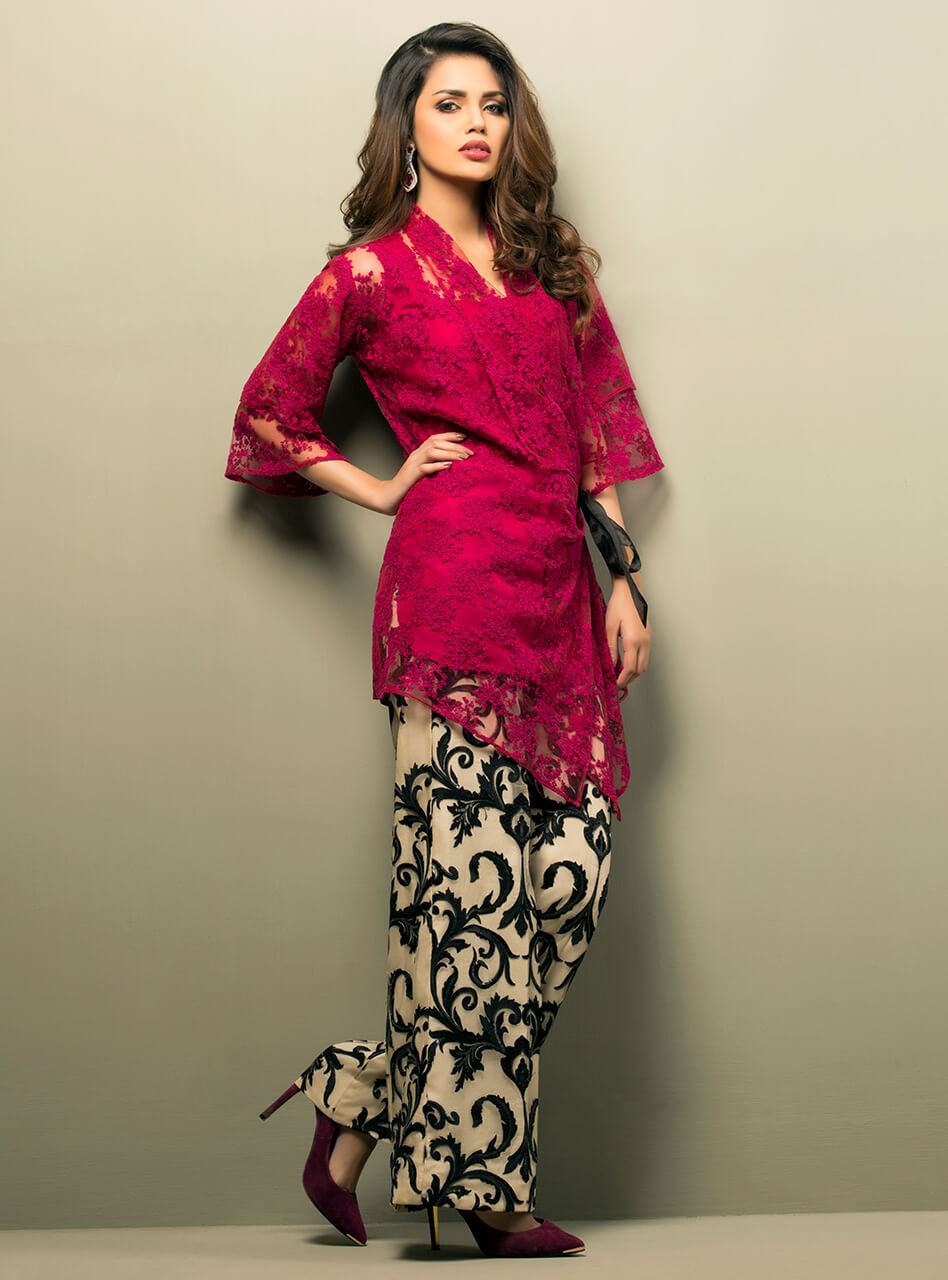 Zainab Chottani | Luxury Pret | CHERRY AND PINK BLOSSOM by Zainab Chottani - Designer Dress - Type: Ladies Clothes - Available at Sana Yasir - 100% Original