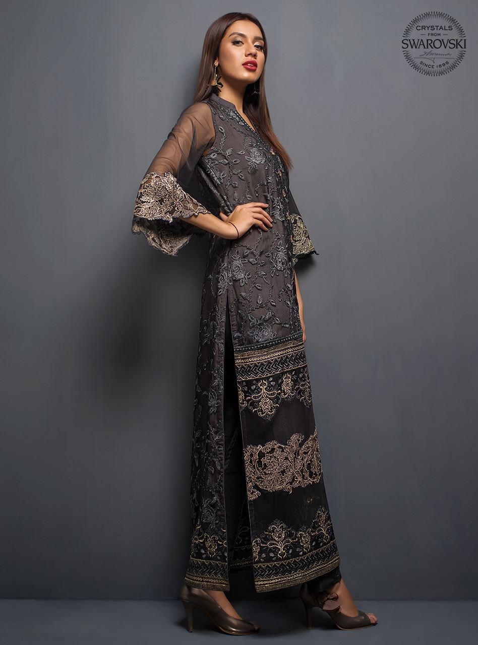 Zainab Chottani | Luxury Pret | THE CHARCOAL TEAL by Zainab Chottani - Designer Dress - Type: Ladies Clothes - Available at Sana Yasir - 100% Original
