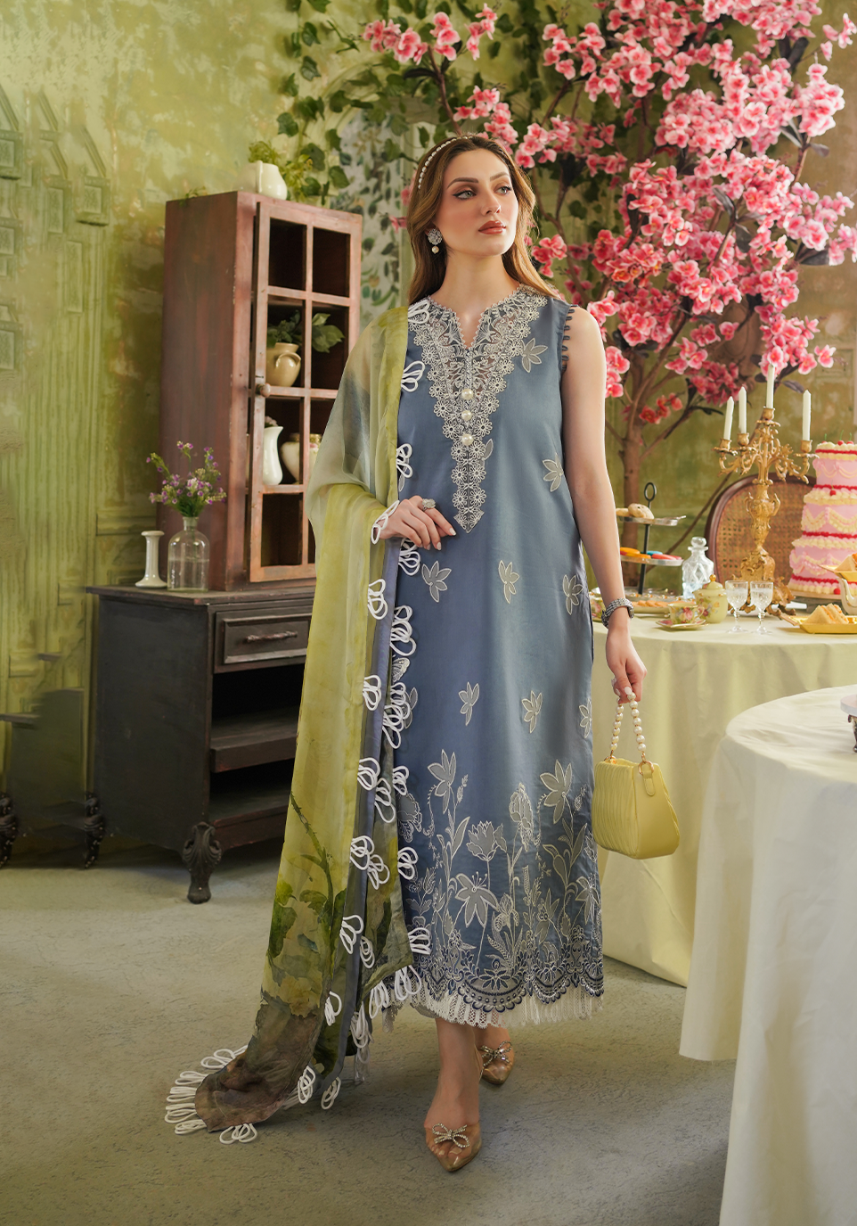 Zarqash | Tresor Luxury Lawn 24 | ZQT 004 THISTLE by Zarqash - Designer Dress - Type: Luxury - Available at Sana Yasir - 100% Original
