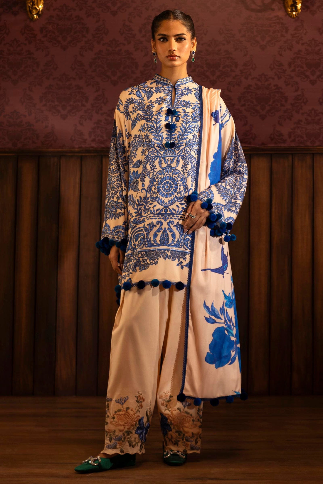 Sana Safinaz | Muzlin Winter 2024 | M243-019B-3DB by Sana Safinaz - Designer Dress - Type: Ladies Clothes - Available at Sana Yasir - 100% Original