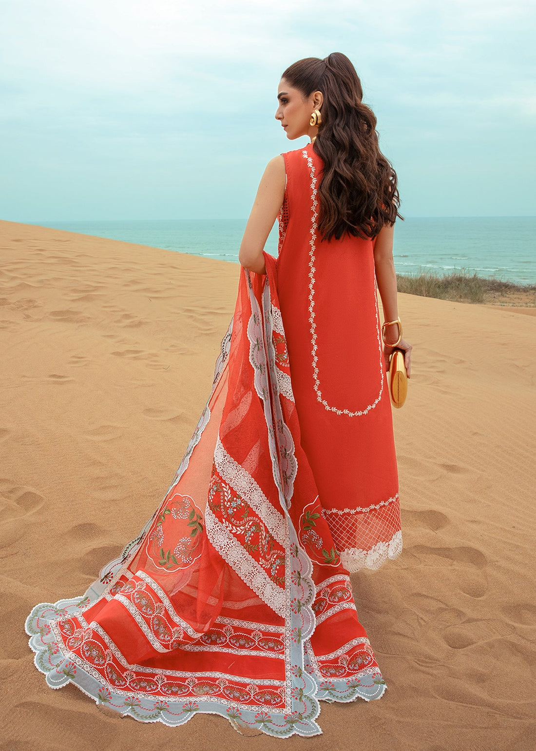 Crimson | Lawn 24 | Stars of Fire - Fiesta Coral by Crimson - Designer Dress - Type: Luxury - Available at Sana Yasir - 100% Original